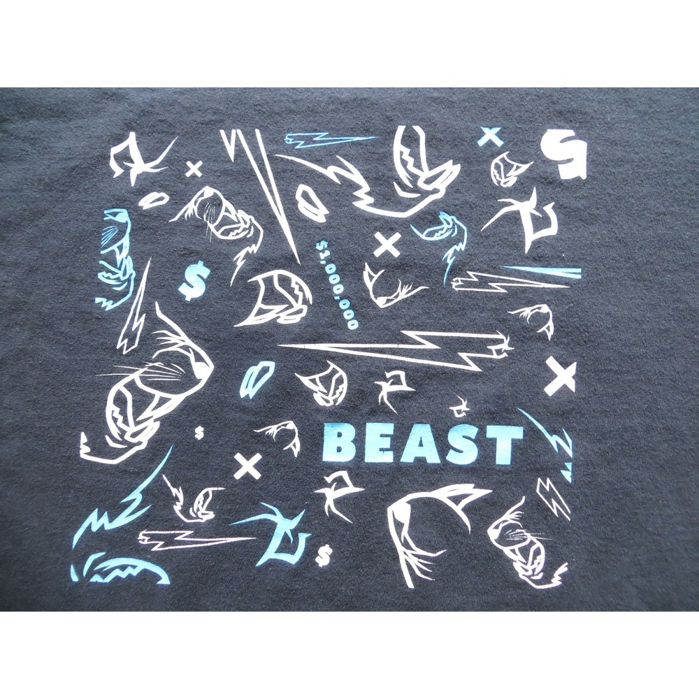 MrBeast Shirt Mens XL Black Beast Graphic Tee YouTube Gamer Streetwear Cotton